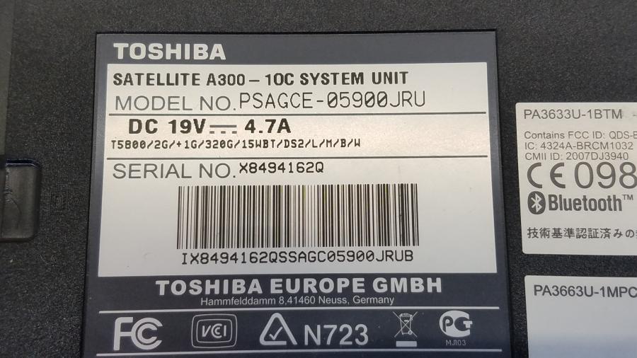 089-155-001 Ноутбук TOSHIBA SATELLITE A300-1OC #10