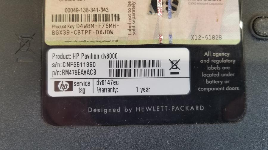 089-008-044 Ноутбук HP Pavilion dv6000 (dv6147eu) #10