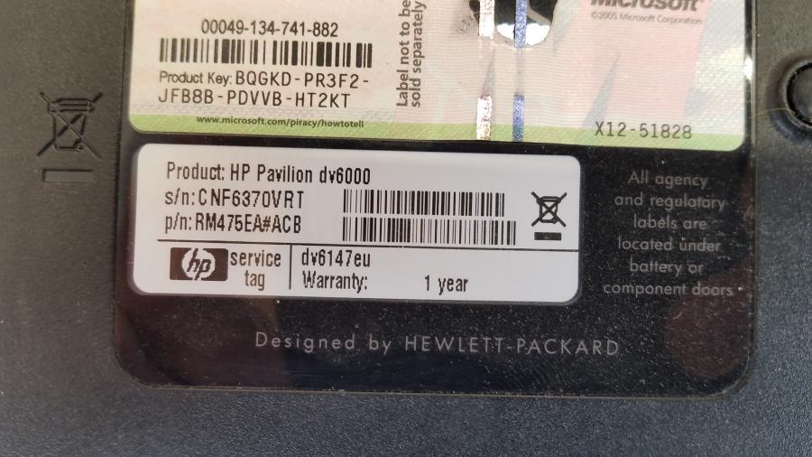 089-008-009 Ноутбук HP Pavilion dv6000 (dv6147eu) #10