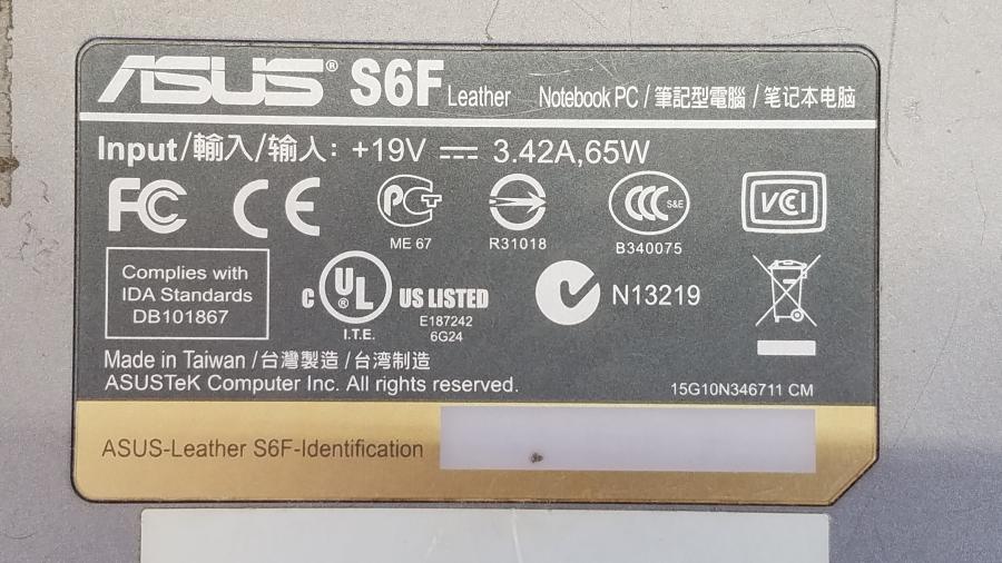 089-154-002 Ноутбук ASUS S6F #13
