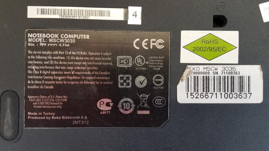 089-021-012 Ноутбук BEKO MSCW3030 #10