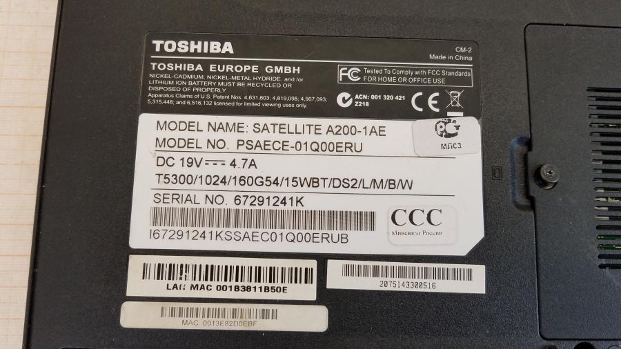 089-027-001 Ноутбук TOSHIBA SATELLITE A200-1AE #10