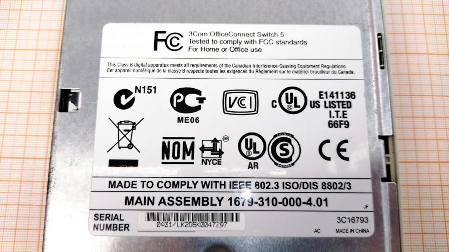 077-005-001 Коммутатор неуправляемый 3COM Officeconnect switch 5 3C16793 #10