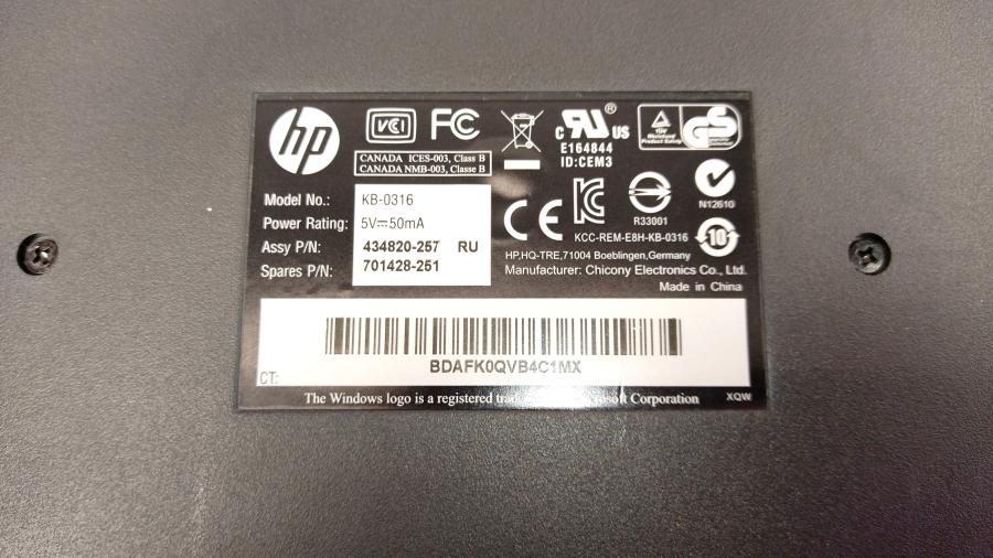 066-163-001 Клавиатура проводная HP KB-0316 #5