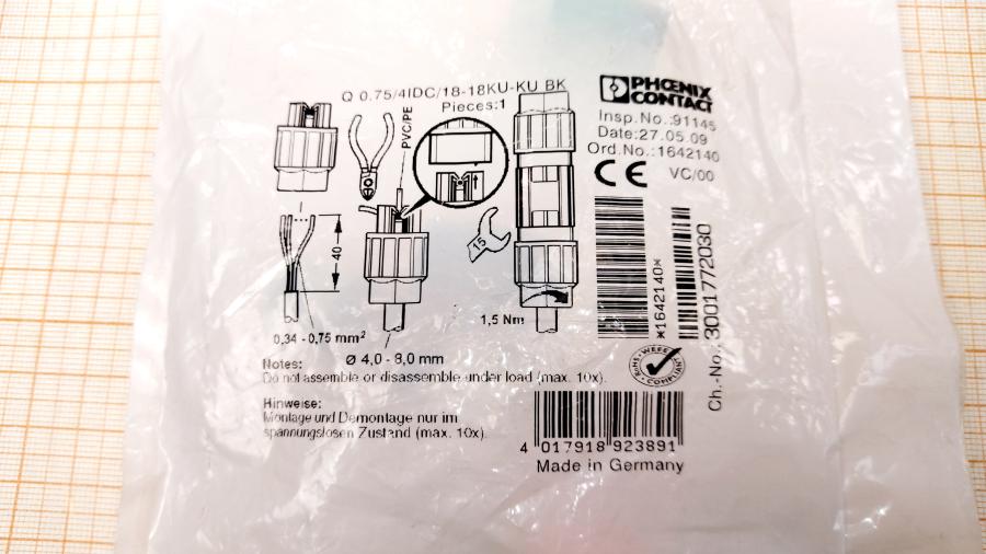 114-905-001 Кабельный разъём PHOENIX CONTACT 0.75/4IDC/18018KU-KU BK #4