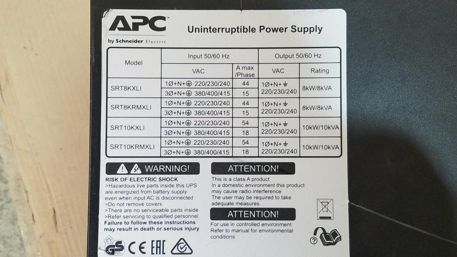 216-001-002 Источник бесперебойного питания APC Smart-UPS SRT 10 kVA #10