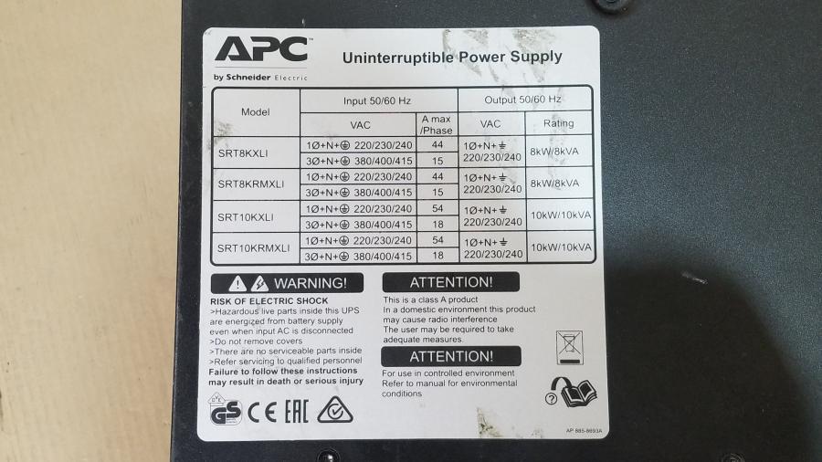 216-001-005 Источник бесперебойного питания APC Smart-UPS SRT 10 kVA #12