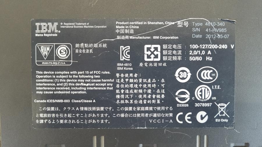 079-010-011 Системный блок POS IBM SurePOS 300 4810-340 #8