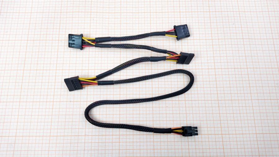 174-192-001 Переходник питания  PCI-E 6Pin (M) - 2x Molex 4Pin - 2x SATA 15Pin #1