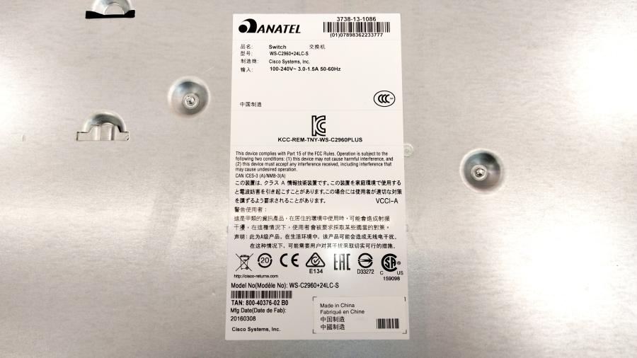 217-020-001 Коммутатор управляемый CISCO WS-C2960+24LC-S #12