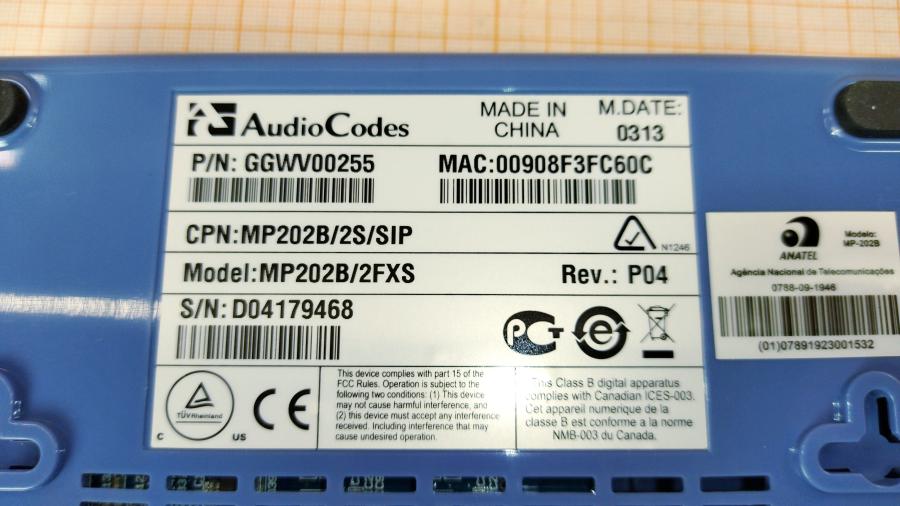 217-044-001 Шлюз VoIP AudioCodes MP-202/2FXS #6