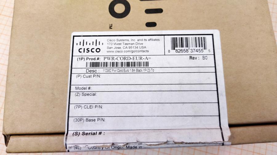 217-083-001 Кабель питания CEE7/7 CISCO PWR-CORD-EUR-A= (37-1216-01) #7