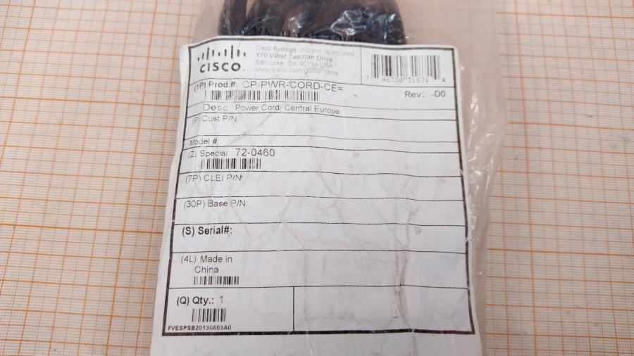 217-120-001 Кабель питания CEE7/7 CISCO CP-PWR-CORD-CE= (72-0460) #2