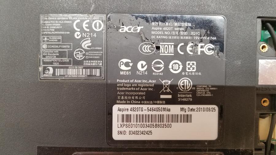 217-126-001 Ноутбук ACER Aspire TimelineX 4820TG-5464G50Miks (ZQ1C) #11