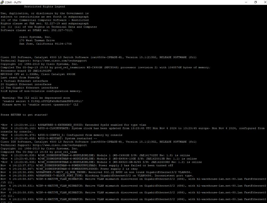 217-140-001 Коммутатор модульный CISCO WS-C4900M #24