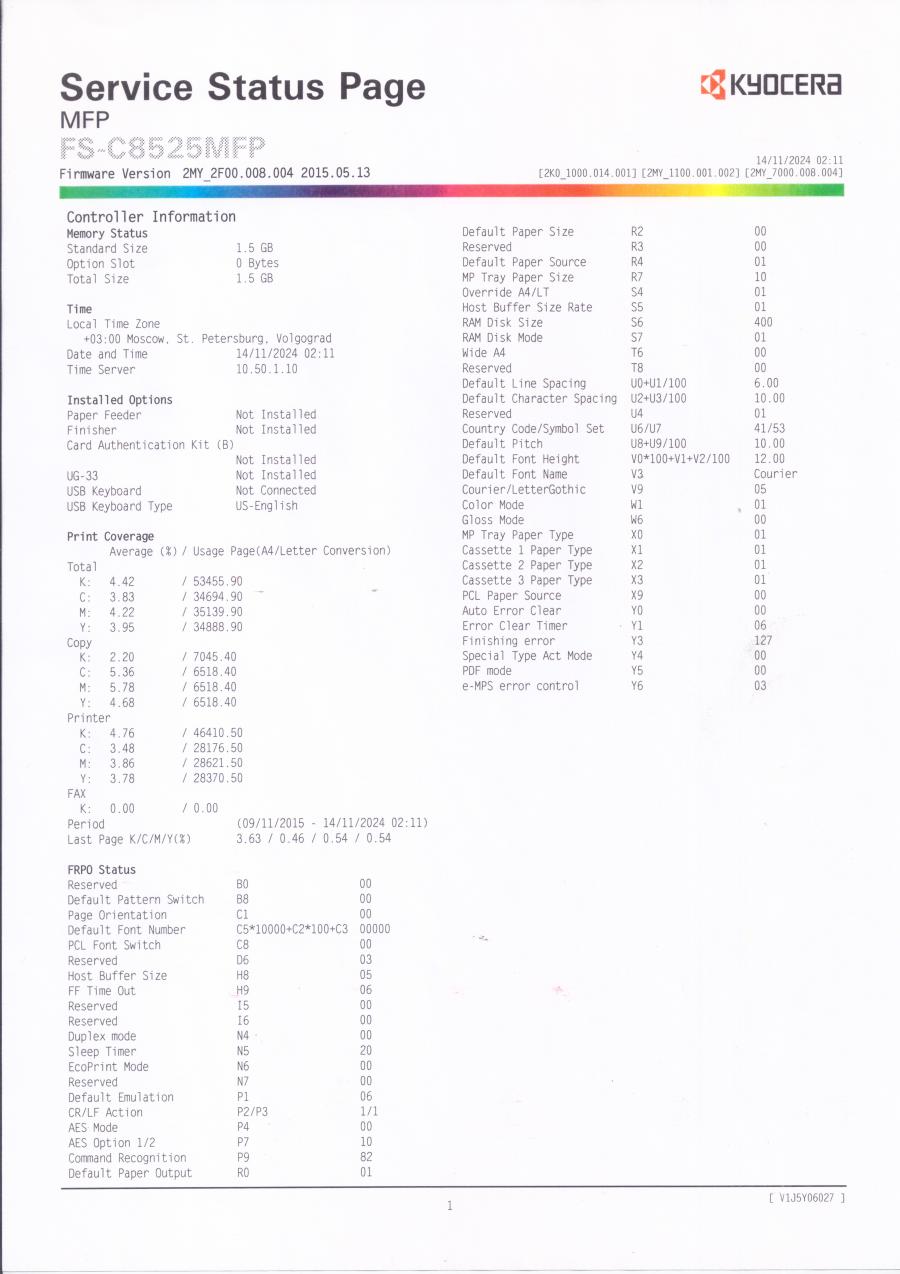 218-021-001 МФУ KYOCERA Ecosys FS-C8525MFP #54