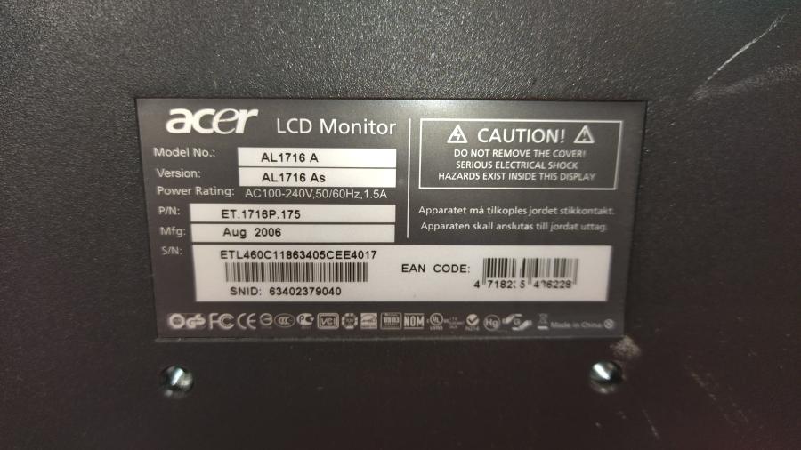 219-014-001 Монитор ЖК ACER AL1716 A #8