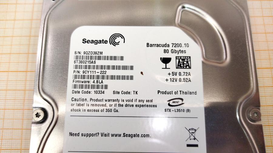 173-283-001 HDD для печатающих устройств SEAGATE ST380215AS #3