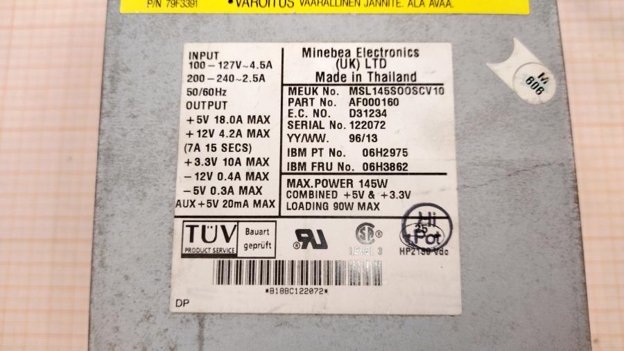 219-128-001 Блок питания AT  Minebea MSL145SOOSCV10 #3