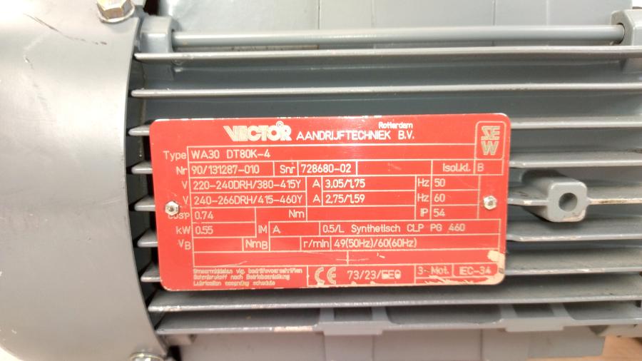 219-152-002 Мотор-редуктор SEW Eurodrive WA30 DT80K-4 #2