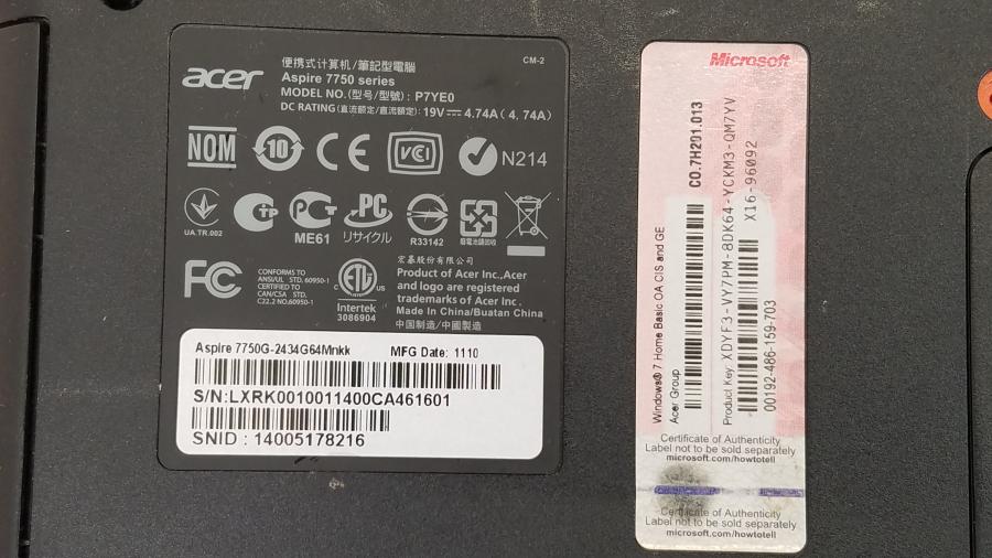 220-023-001 Ноутбук ACER Aspire 7750G-2434G64Mnkk #14