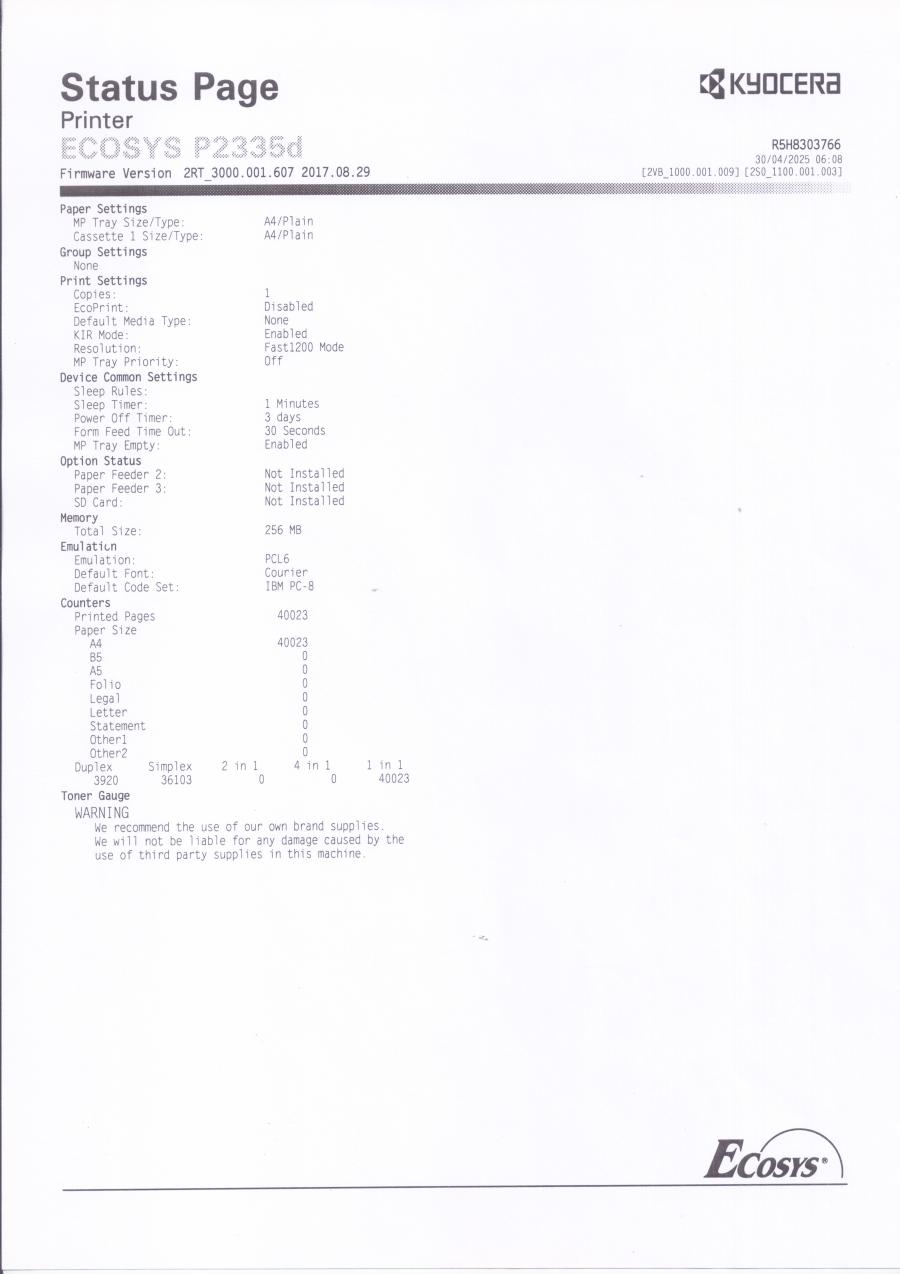 223-004-001 Принтер KYOCERA Ecosys P2335d #32