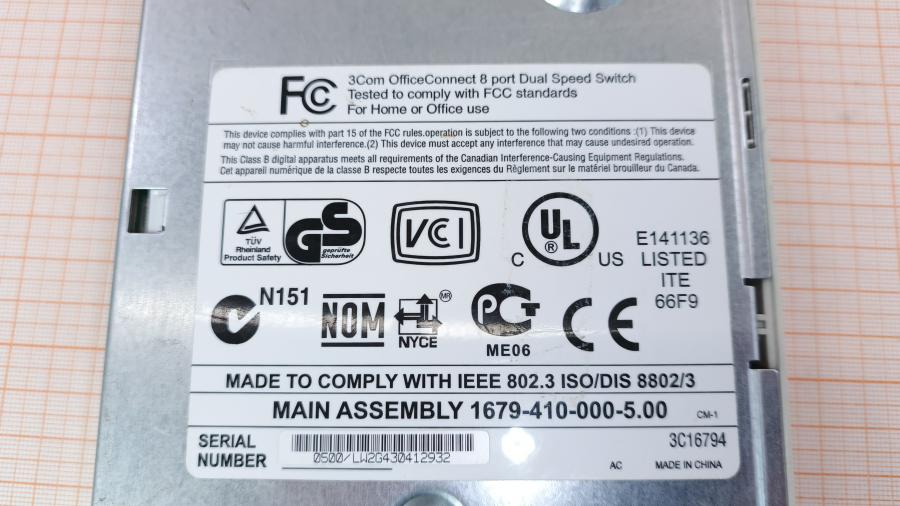223-083-001 Коммутатор неуправляемый 3COM OfficeConnect Dual Speed Switch 8 (3C16794) #8