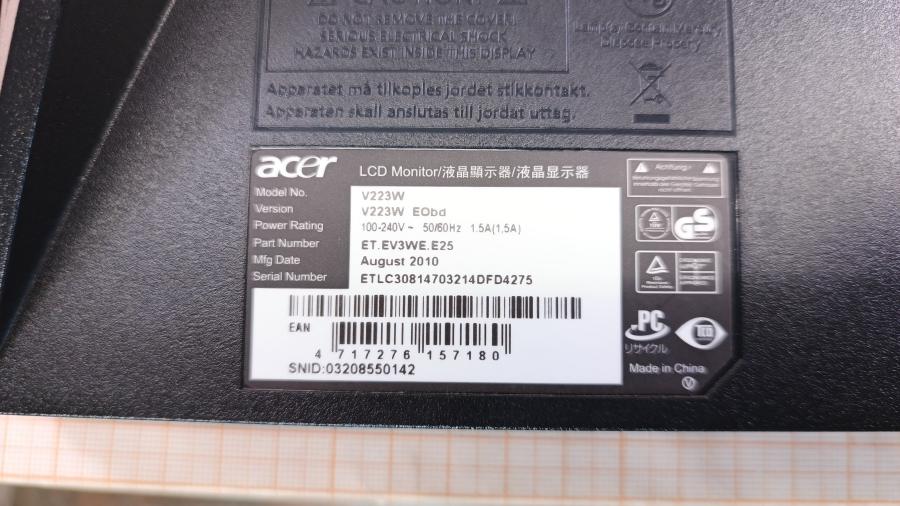 226-007-003 Монитор ЖК ACER V223W EObd #8