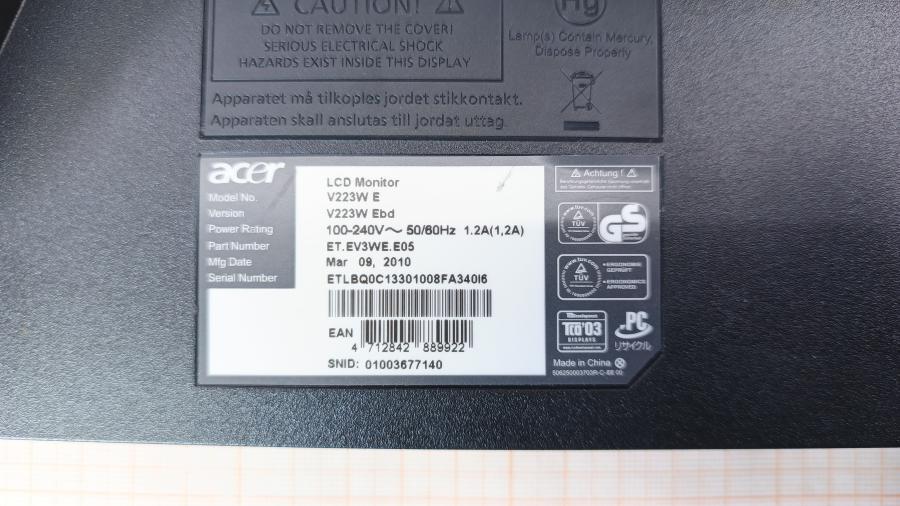 226-010-003 Монитор ЖК ACER V223W Ebd #8