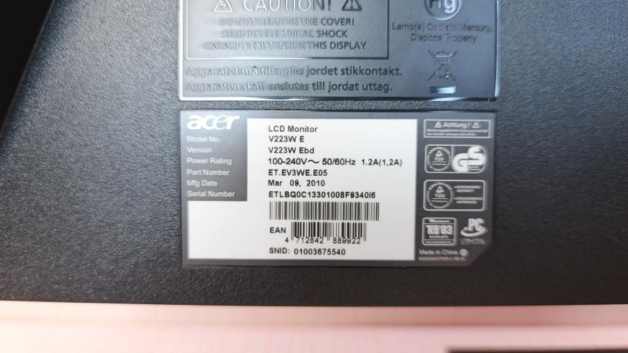 226-010-005 Монитор ЖК ACER V223W Ebd #8