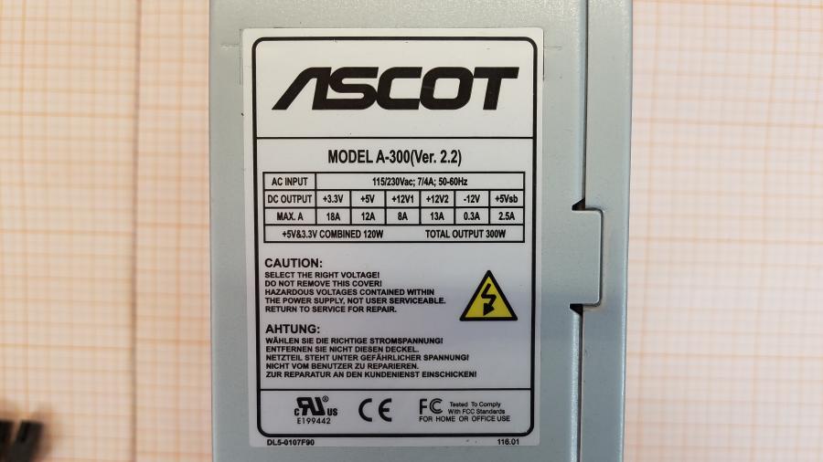 223-132-001 БП ATX v2.2 ASCOT A-300 #2