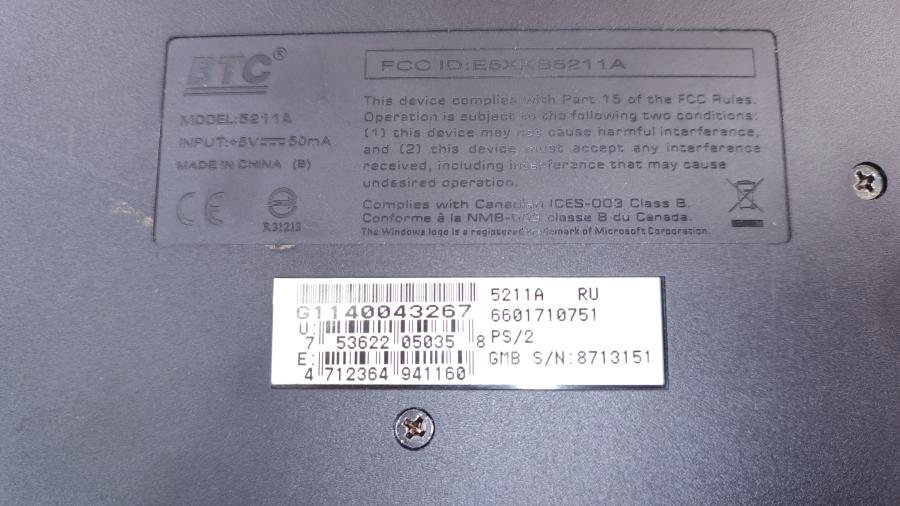 226-067-001 Клавиатура проводная BTC 5211A #5