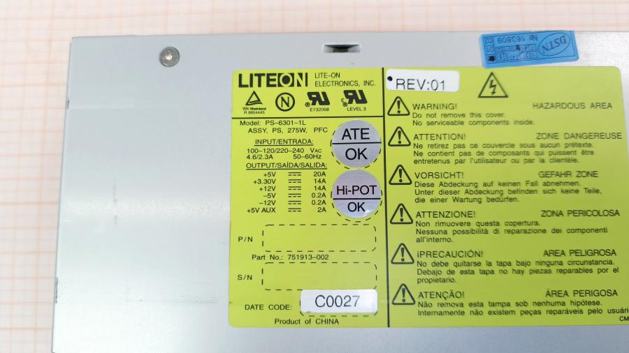 226-120-001 PSU Hot swap LITE-ON PS-6301-1L #3