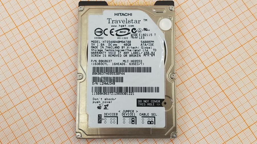 165-1039-001 HDD 2.5" IDE HITACHI HTS548040M9AT00 #2