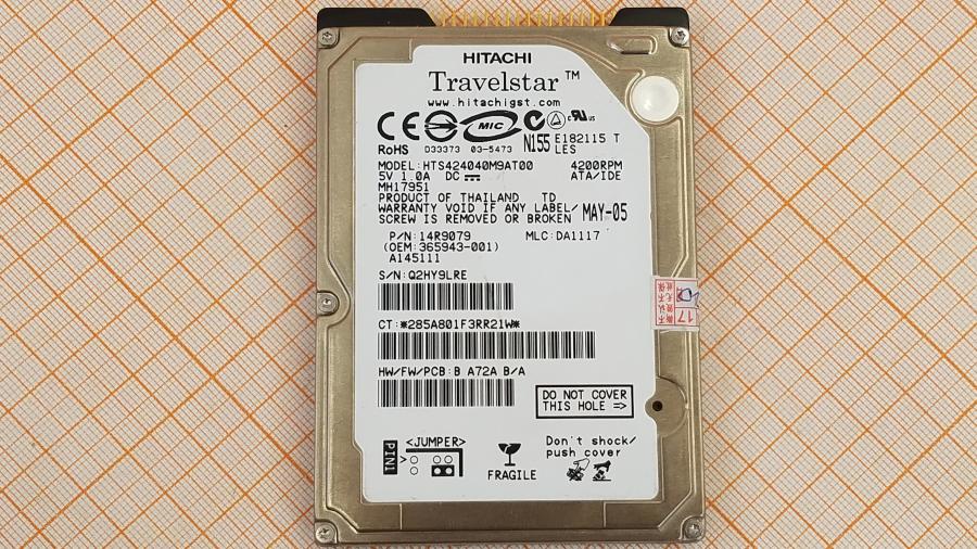 165-1044-001 HDD 2.5" IDE HITACHI HTS424040M9AT00 #2