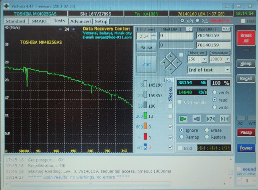 165-1045-001 HDD 2.5" IDE TOSHIBA MK4025GAS #7