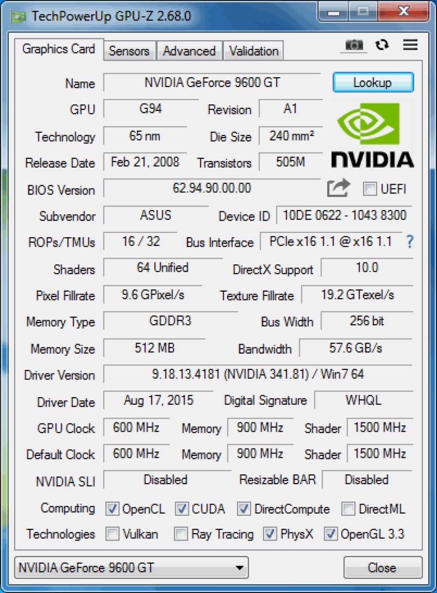 226-172-001 VGA PCI-E ASUS GeForce 9600GT #6