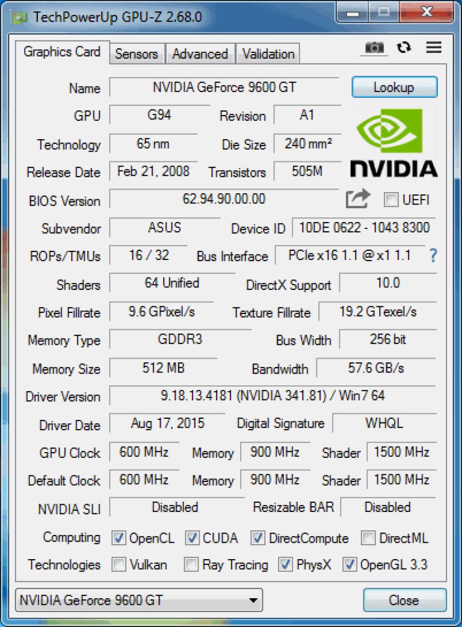 226-172-002 VGA PCI-E ASUS GeForce 9600GT #6