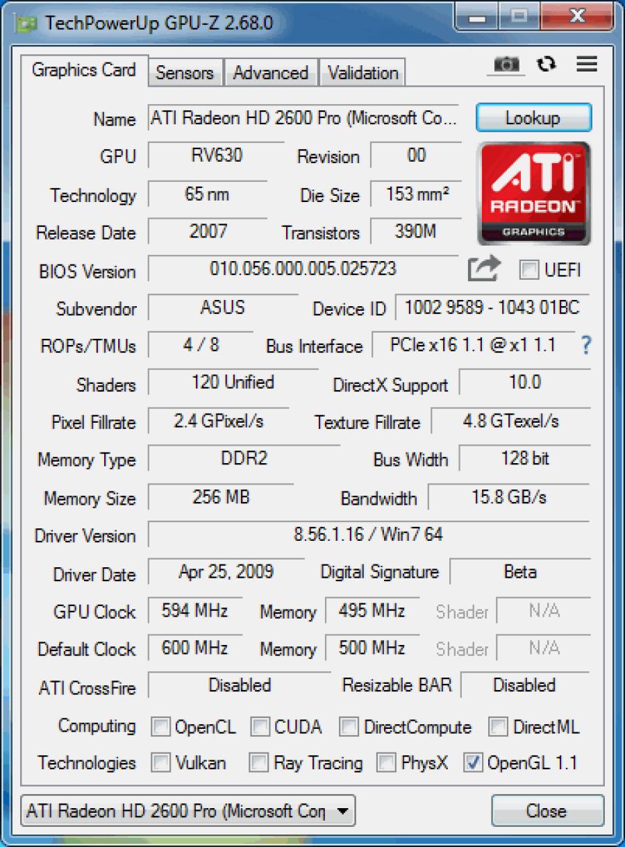 226-173-001 VGA PCI-E ASUS Radeon HD2600 PRO #6