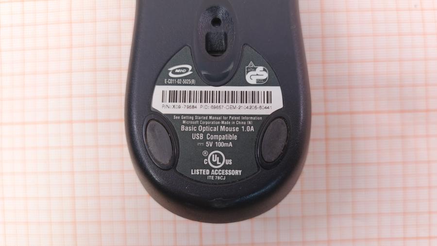 001-201-001 Мышь проводная MICROSOFT Basic Optical Mouse 1.0A #5