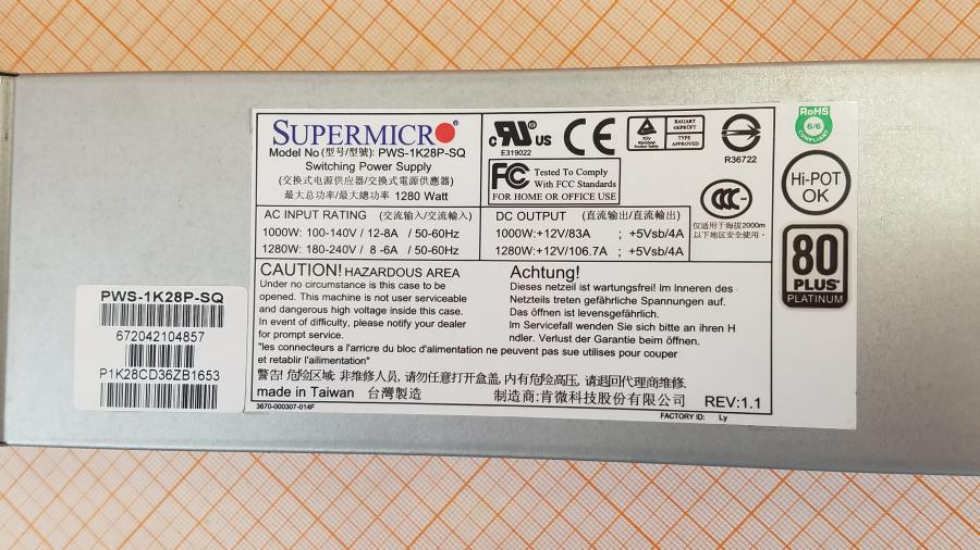 222-044-001 PSU Hot Swap SuperMicro PWS-1K28P-SQ #3