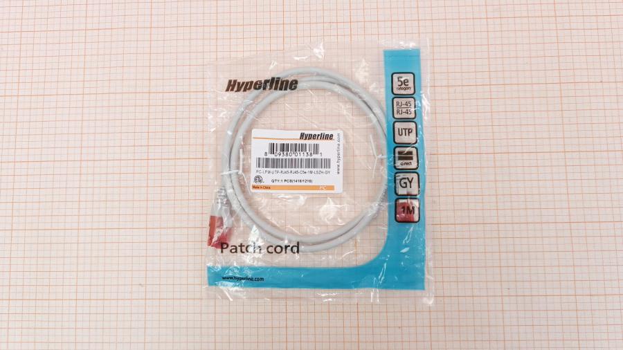 001-359-001 Патч-корд HYPERLINE PC-LPM-UTP-RJ45-RJ45-C5e-1M-LSZH-GY #1