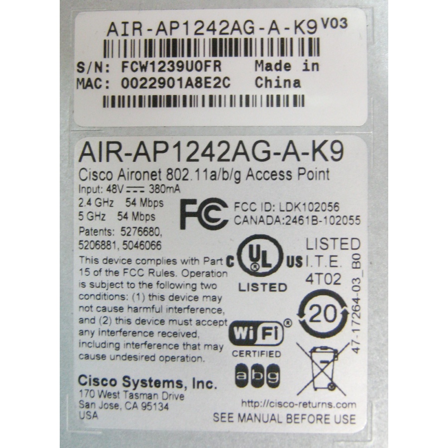 105-013-001 Точка доступа CISCO AIR-AP1242AG-A-K9 #5