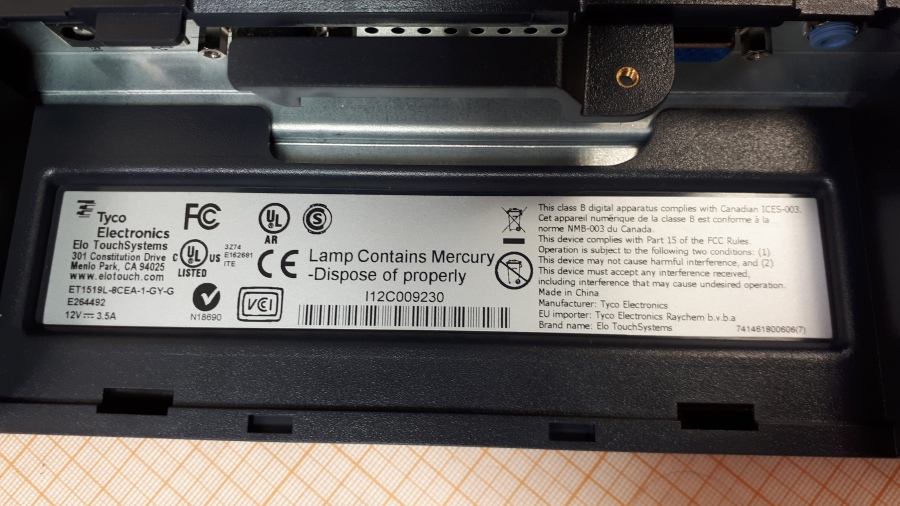 121-061-012 Монитор POS ELO TOUCHSYSTEMS ET1519L #5