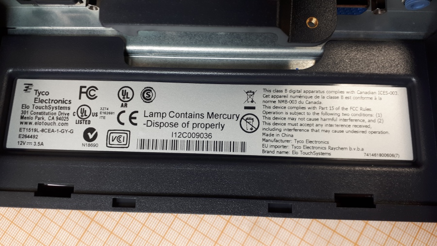 121-061-013 Монитор POS ELO TOUCHSYSTEMS ET1519L #4