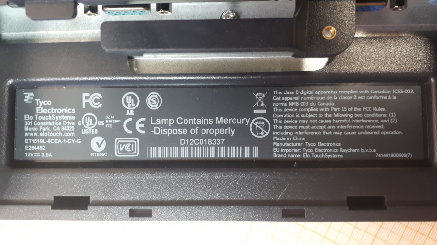 121-061-017 Монитор POS ELO TOUCHSYSTEMS ET1519L #6