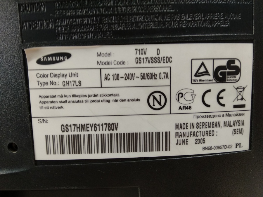 173-016-054 Монитор ЖК SAMSUNG SyncMaster 720N #5