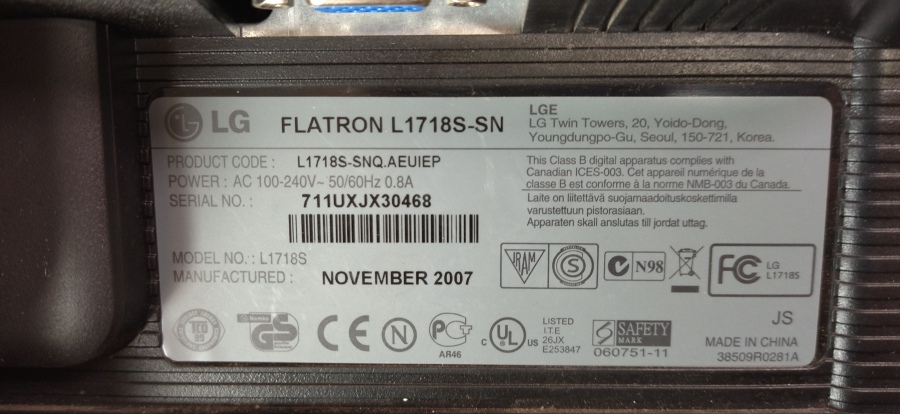 103-057-001 Монитор ЖК LG FLATRON L1718S-SN #8