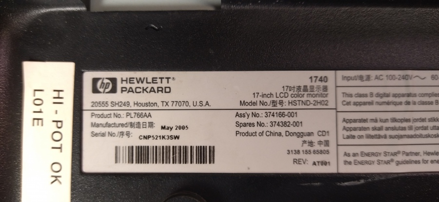 109-022-003 Монитор ЖК HP L1740 #9