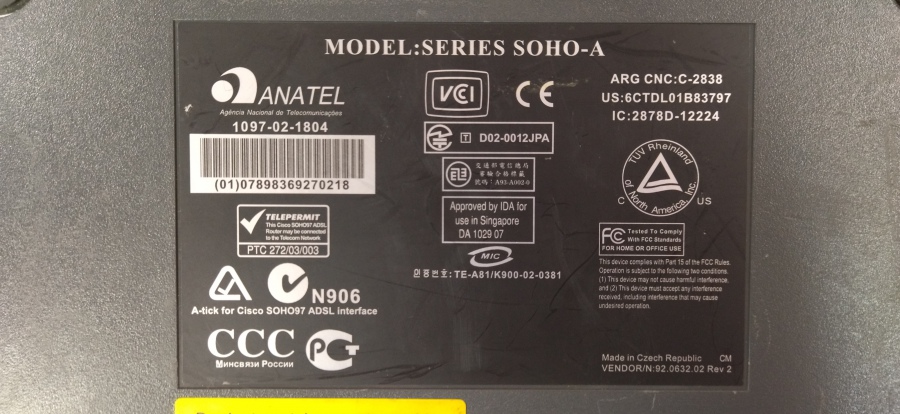 043-011-003 Маршрутизатор CISCO SOHO 91 #6